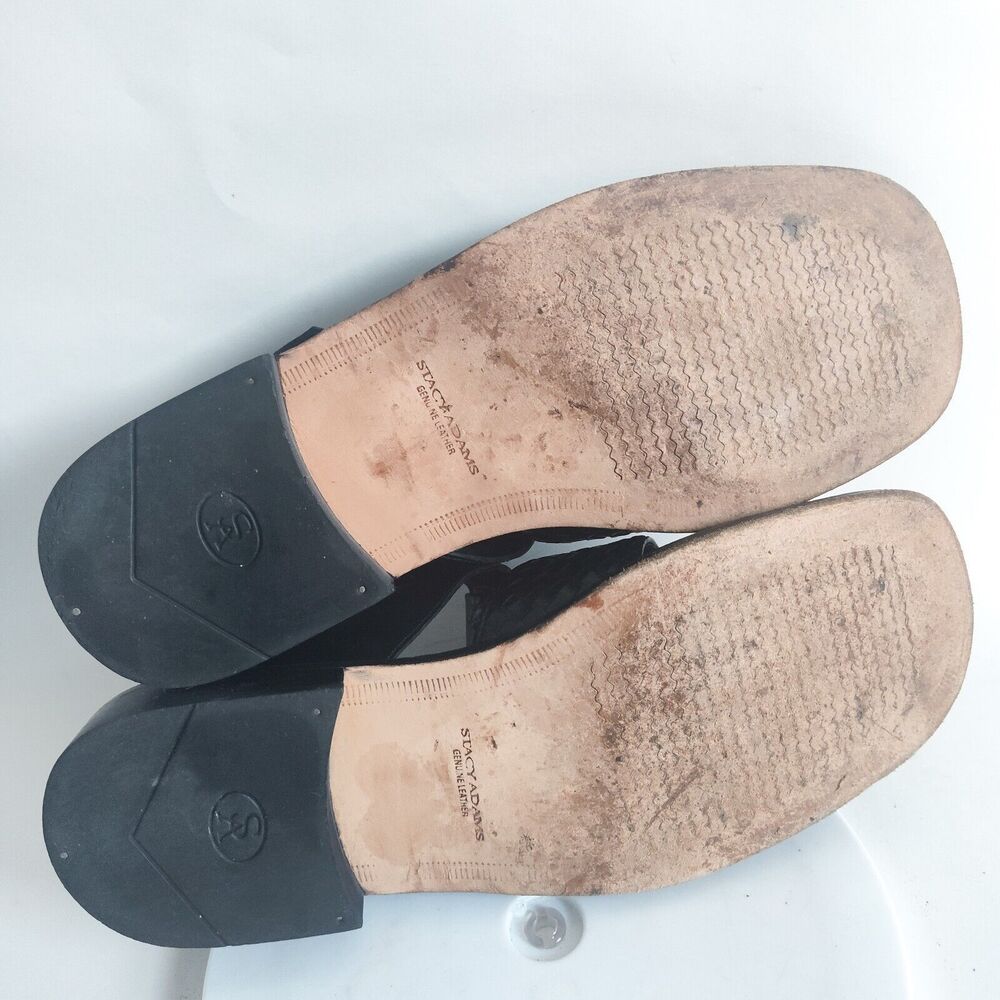 Stacy Adams Black Woven Leather Fisherman Sandals Size 12 Huarache Silver Buckle - Picture 12 of 13